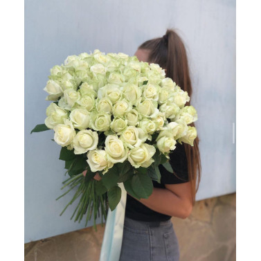 51 white roses 60 cm