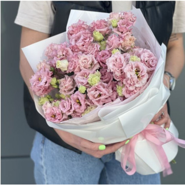 Buquê de 9 eustomas cor-de-rosa