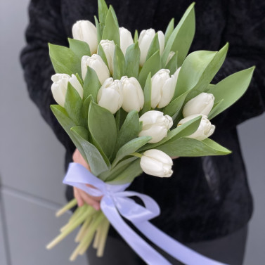 Bouquet de 15 tulipes blanches