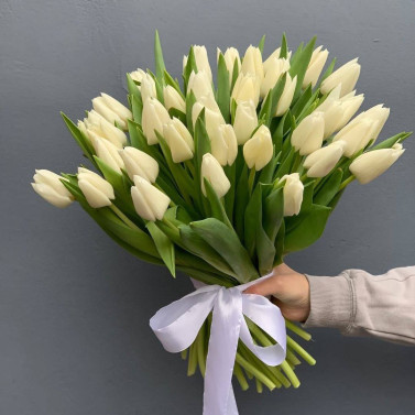 51 белый тюльпан — Элегантный букет для любимой