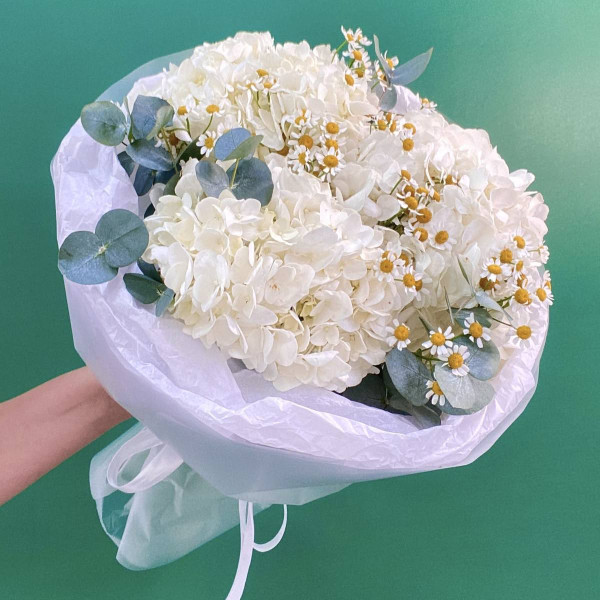 Bouquet de printemps avec hortensia — le bouquet de printemps idéal