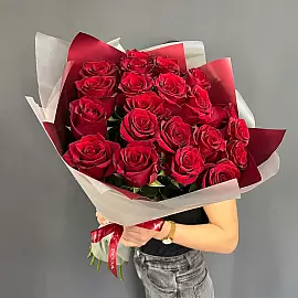 21 rose rosse 60 cm
