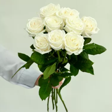 9 білих троянд