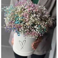 Квіткова композиція з гіпсофілою в коробці