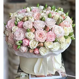 Bouquet of 19 spray roses in a box