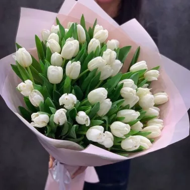 Ramo de 51 tulipanes blancos