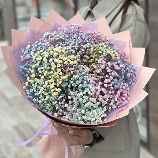 Букет із 11 різнокольорових гіпсофіл