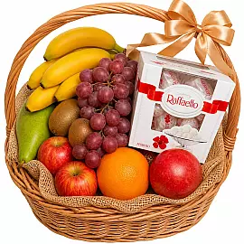 Geschenkset: Obstkorb und Raffaello