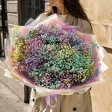 Bouquet aus 25 regenbogenfarbenen Gypsophilen